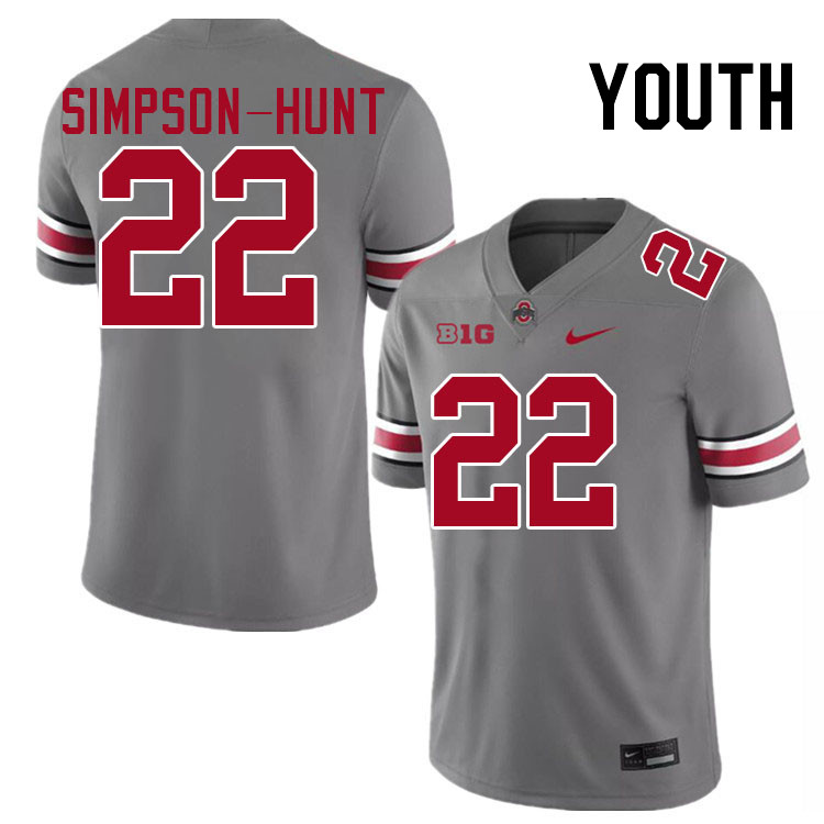 Ohio State Buckeyes Calvin Simpson-Hunt Youth #22 Authentic Grey College Football Jersey 2404IGXI0